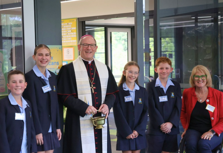 Archbishop Anthony Randazzo blessing new classrooms OLSS Terrigal